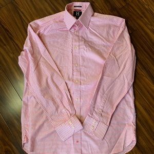 H Hilfiger White and Pink Houndstooth Button up XL